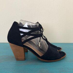 Paul Green Navy Blue Suede Lace-Up Heeled Sandals Sz 7